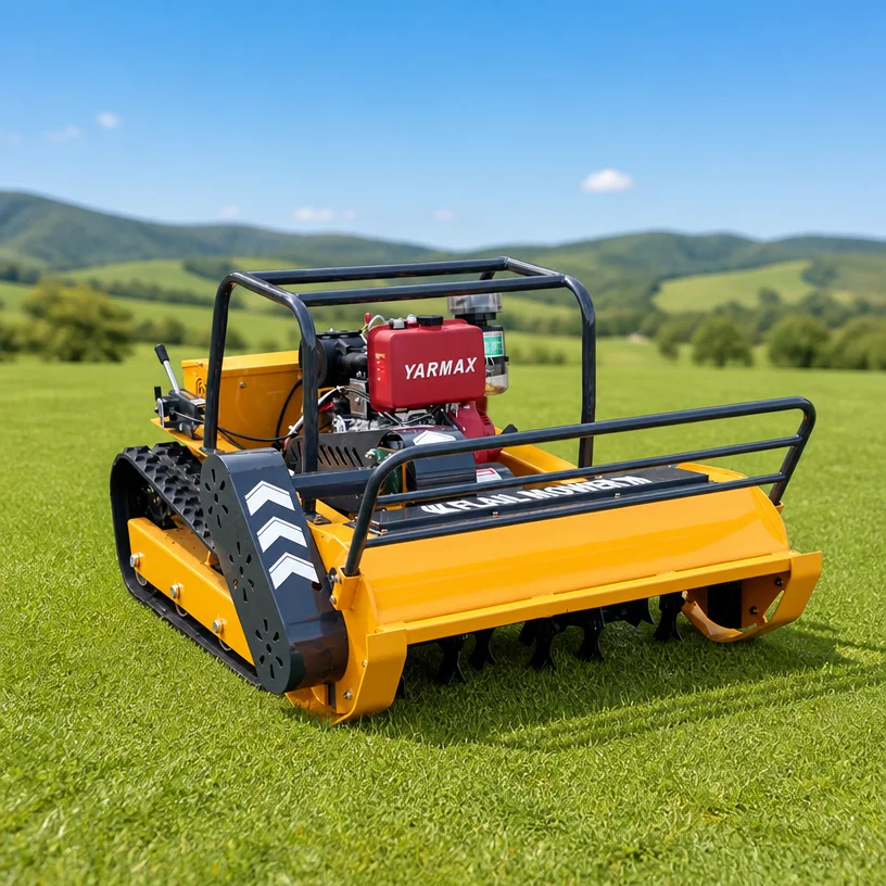 Customized CE EPA Cordless Tracked Crawler RC Mower with Compact Design Low Noise for Orchard