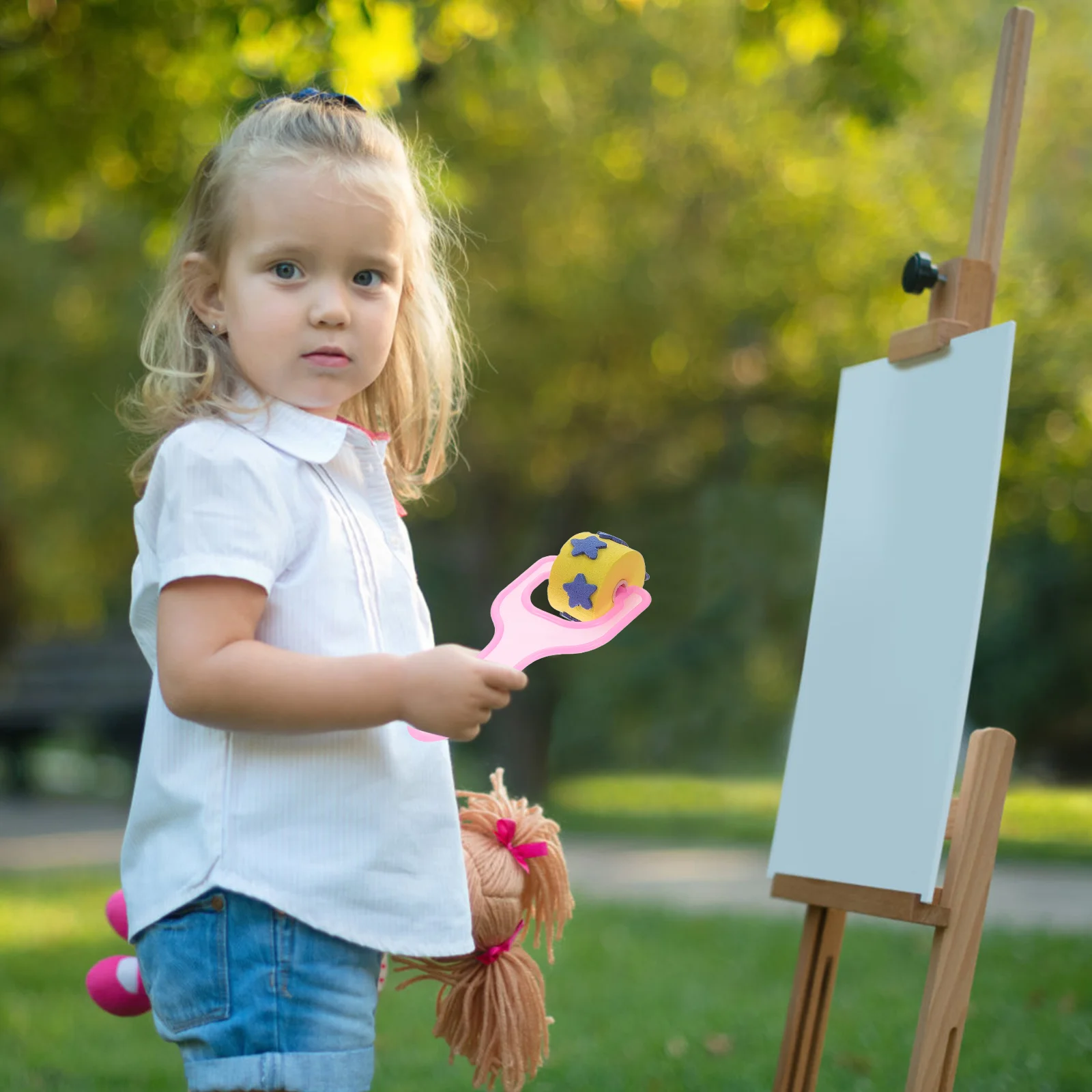 Suministros de dibujo con sello de rueda para niños, esponjas para pintar, estampador portátil, rodillo de patrón, suministros de diversión para niños, 4 piezas