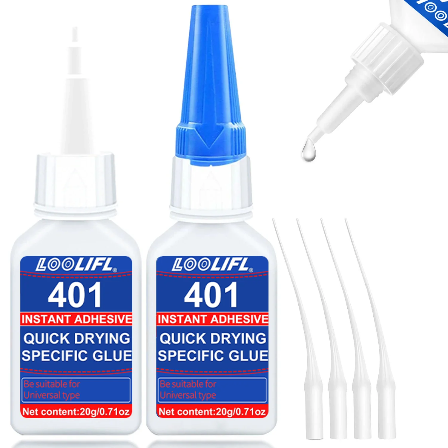 

LOOLIFL 401Cyanoacrylate Quick Drying Universal Super Instant Glue For Plastic Metal Wood Ceramic Rubber Manual model Repair 20g