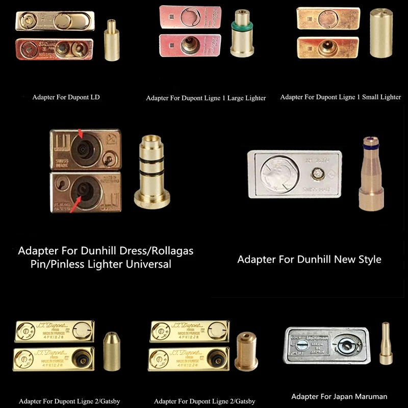 8 teile/satz Komplette Vielzahl Messing Kupfer Düse Refill Butan Gas Adapter Für ST Dupont Gelb/Rot/Grün/blau Dunhill Feuerzeuge