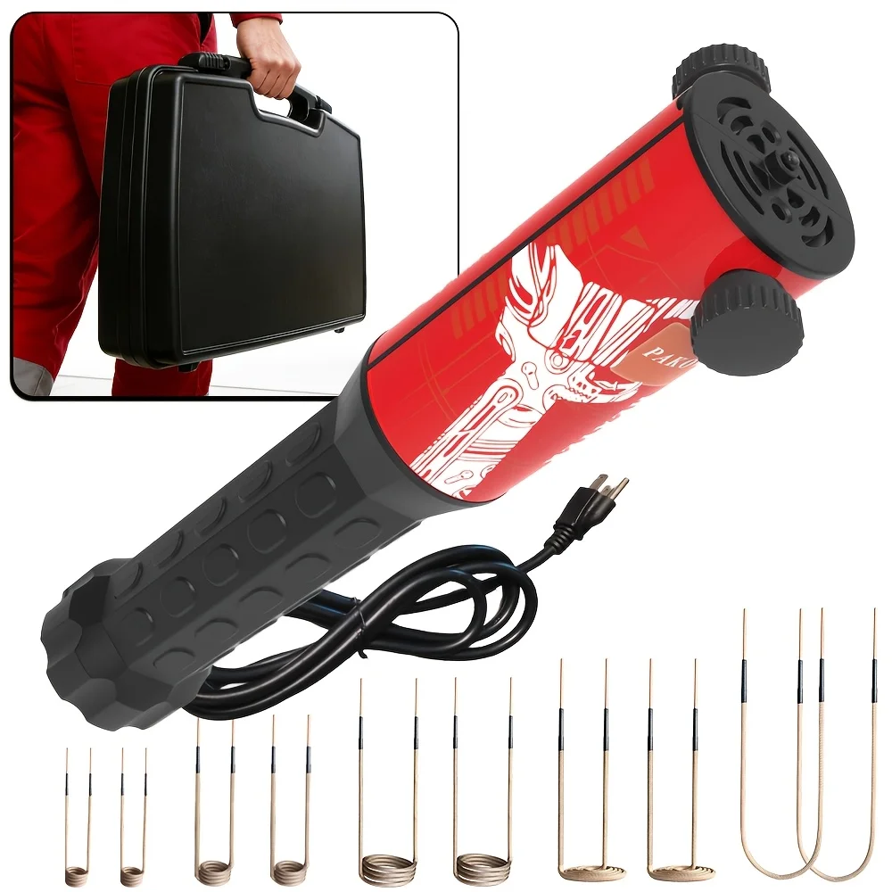 

Induction Heater Bolt Removal, 110V Magnetic Heat Induction Tool with 10 Coils, Bolts Heating Kit for Rusty Screw, Nuts, Bearings Removal - Toolbox Incl, Red