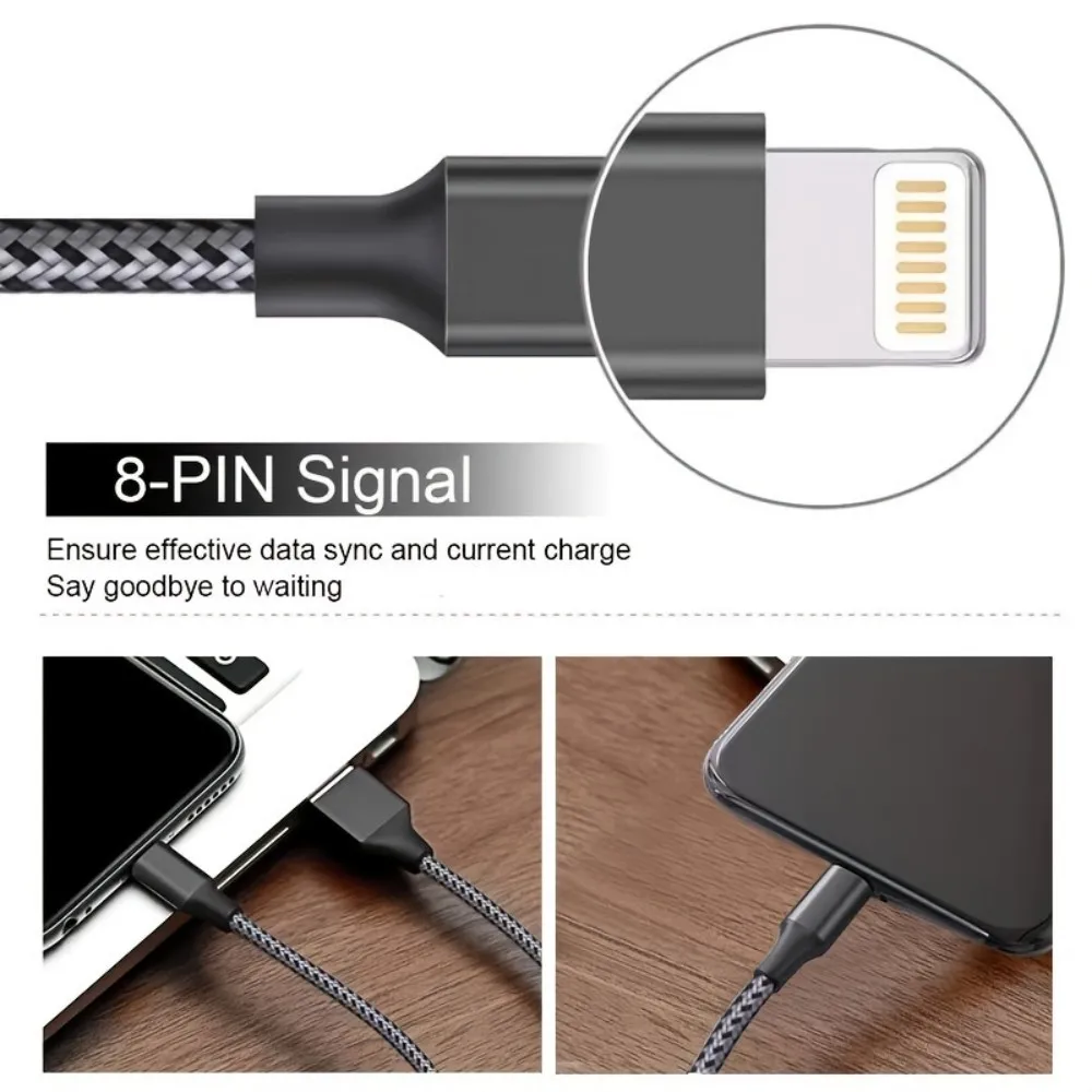 5pcs 10FT[MFi Certified]Nylon Braided USB-A to iphone Fast Charging Cable Compatible with IPhone 14/13/12/11/8/7/6/XR/iPad mini