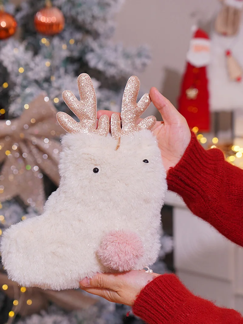 حقيبة حلوى الرنة الأصلية لعيد الميلاد، حقيبة هدايا بناتي وردية اللون، مجموعة ديكور احتفالي، لعبة الحلي