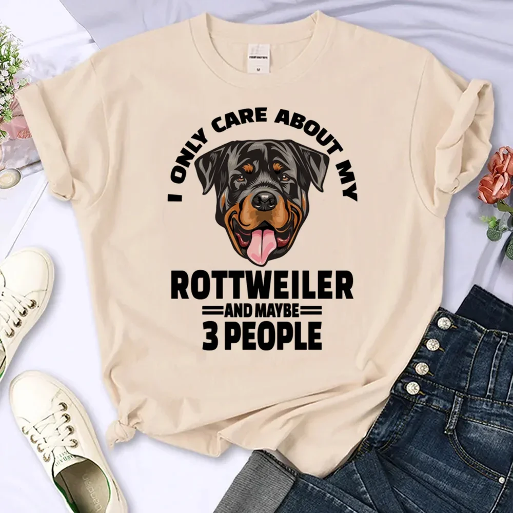 Koszulka rottweiler damska projektantka komiks harajuku Tee girl ubrania w stylu harajuku graficzna