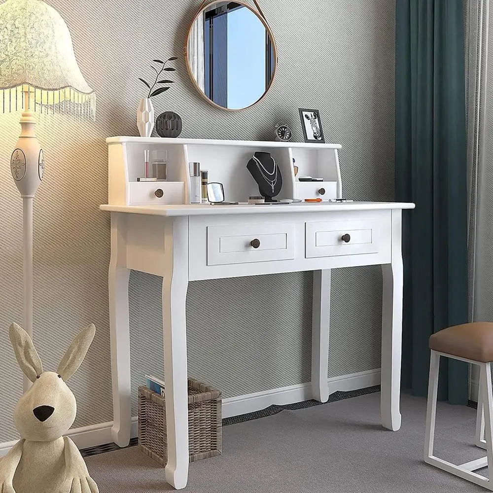 Small White Writing Desk with Hutch – 32