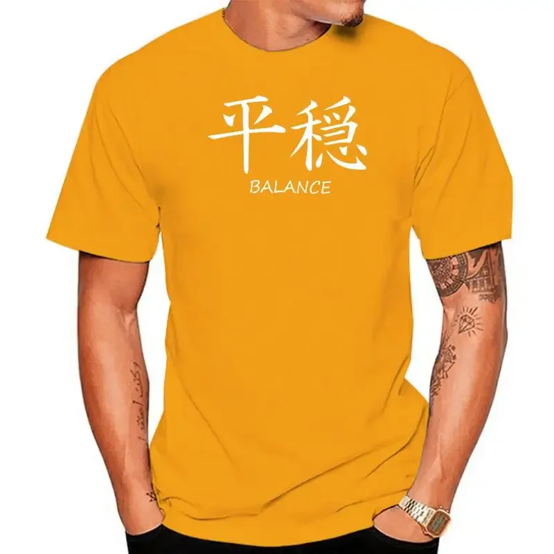 For Men 2024 New Short Sleeve Cotton Casual create T-shirt BALANCE Japanese Kanji Symbol Zen Harmony Yin Yang T shirt vintage