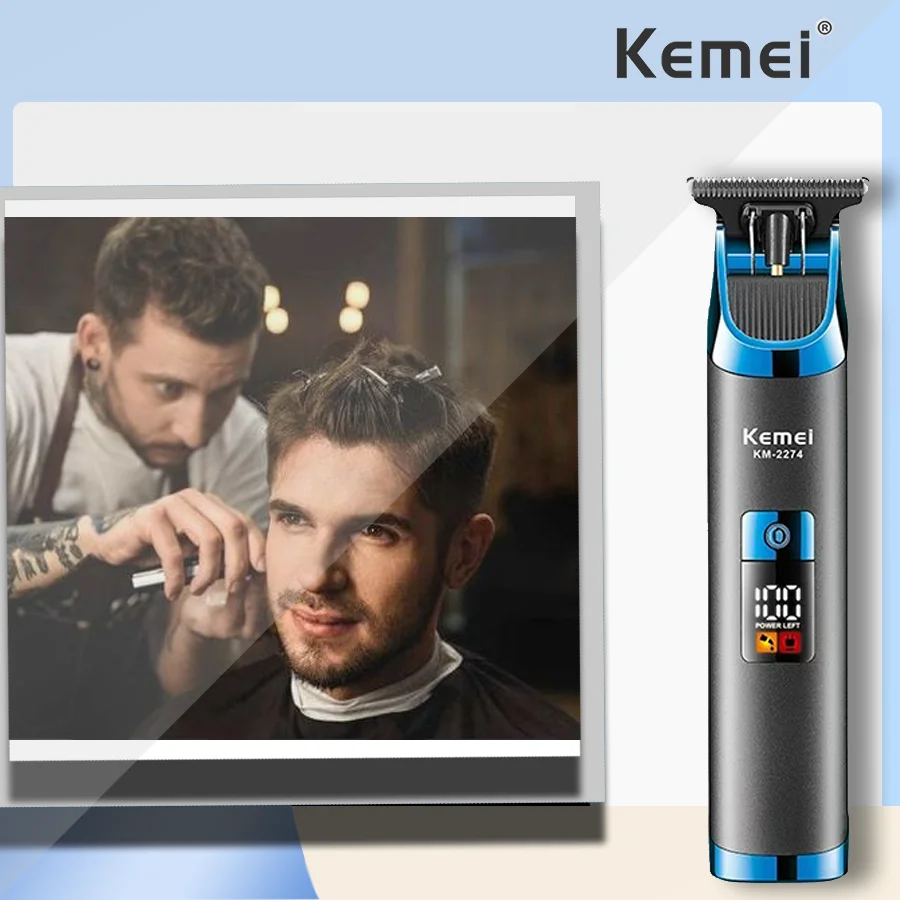 KM-2274 Kemei/EllMEI Nouveau Pushing Hair clipper avec affichage numérique LCD et rapide tête de remplissage d'huile carimplantée pour la coupe de cheveux