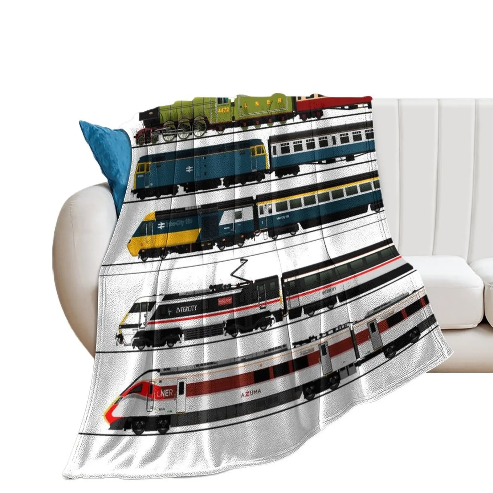 British Locomotives Throw Blanket Camping For Decorative Sofa Blankets