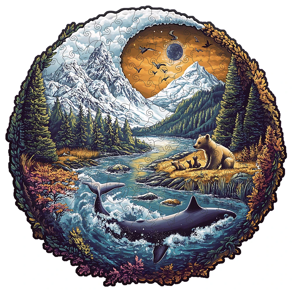 

Wooden Puzzle for Adults - Anumal World Puzzle, Unique Shape Wooden Jigsaw Puzzles, Modern Art Home Decor, Good Gift Idea