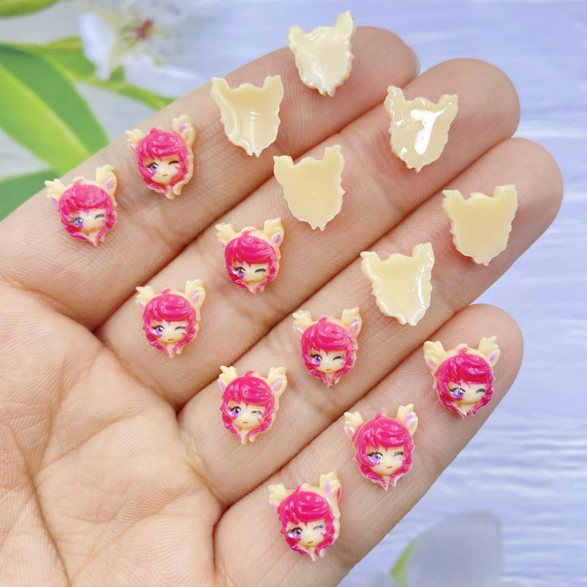 50PCS Cartoon Fox Princess Nail Art Flat Back Resin Figurines DIY Rhinestone Scrapbook Decal Decoration Crafts