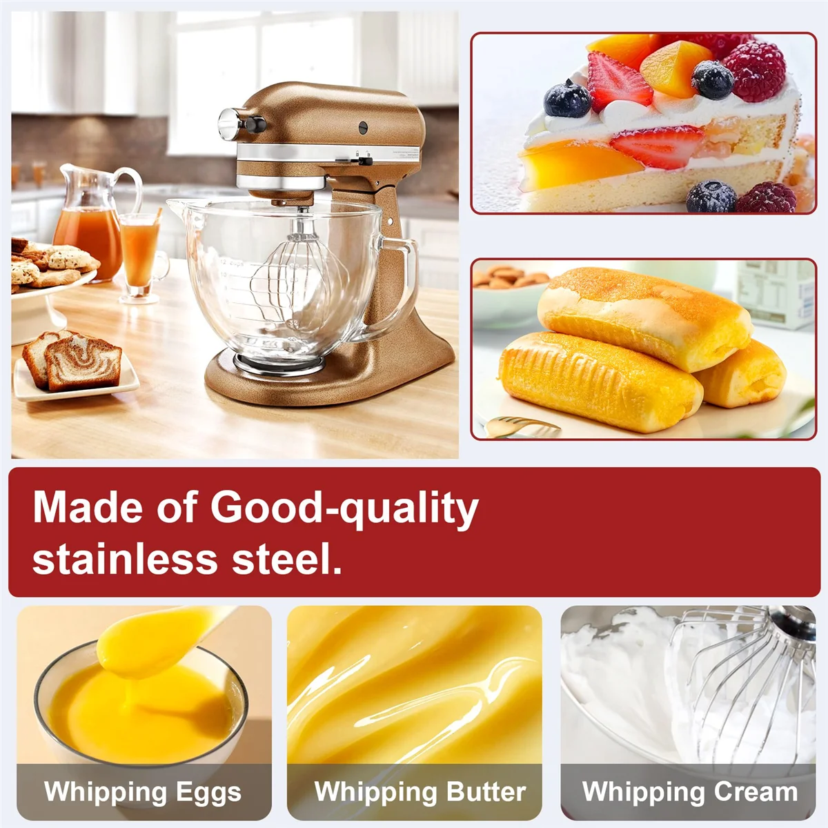 سوط سلك بديل لمساعد الخلاط العمودي 5K7EW ، وعاء رفع 7 كوارت ، ملحق سوط 6 أسلاك ، ملحقات جزء