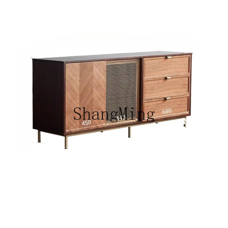 

ZYH light luxury modern living room TV side cabinet simple bedroom storage retro storage cabinet
