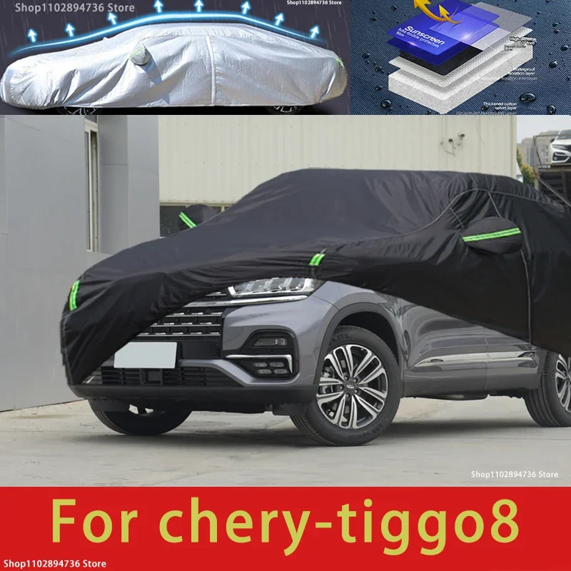 

For chery tiggo 8 fit Outdoor Protection Full Car Covers Snow Cover Sunshade Waterproof Dustproof Exterior black car cover