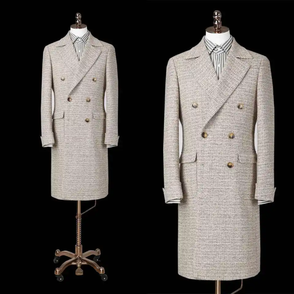 Classic Overcoat Men Suit Slim Fit Winter Long Coat Business Tailor-Made Suits Groom Groomsman Formal Occasions Size Customized