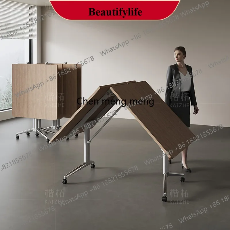 

E153 Foldable training conference table splicing combination Mobile telescopic folding conference table and chair combination