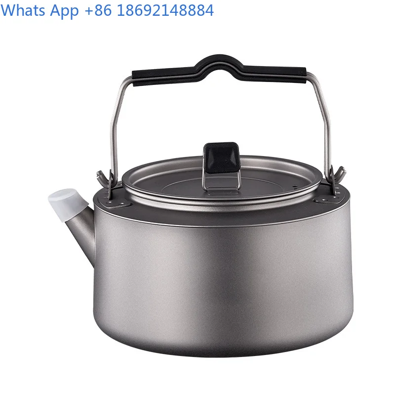 Titanium Camping Kettle for Outdoor Summer Travel Lightweight Portable Water Boiling Pot for Hiking and Picnic