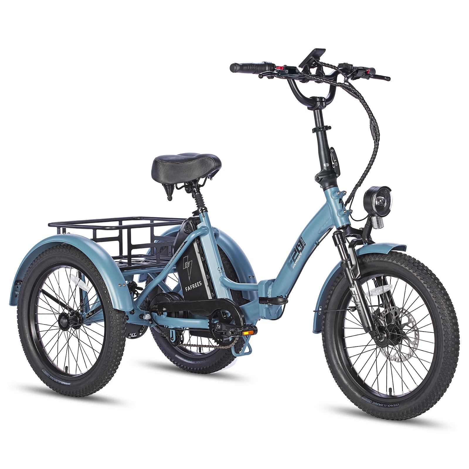 Fafrees F20 Mate Klappbares Elektro-Dreirad für Erwachsene, 20 x 3,0 Zoll Cargo E-Bike mit 48V 20Ah Akku, 25 km/h und 60-80 km Reichweite