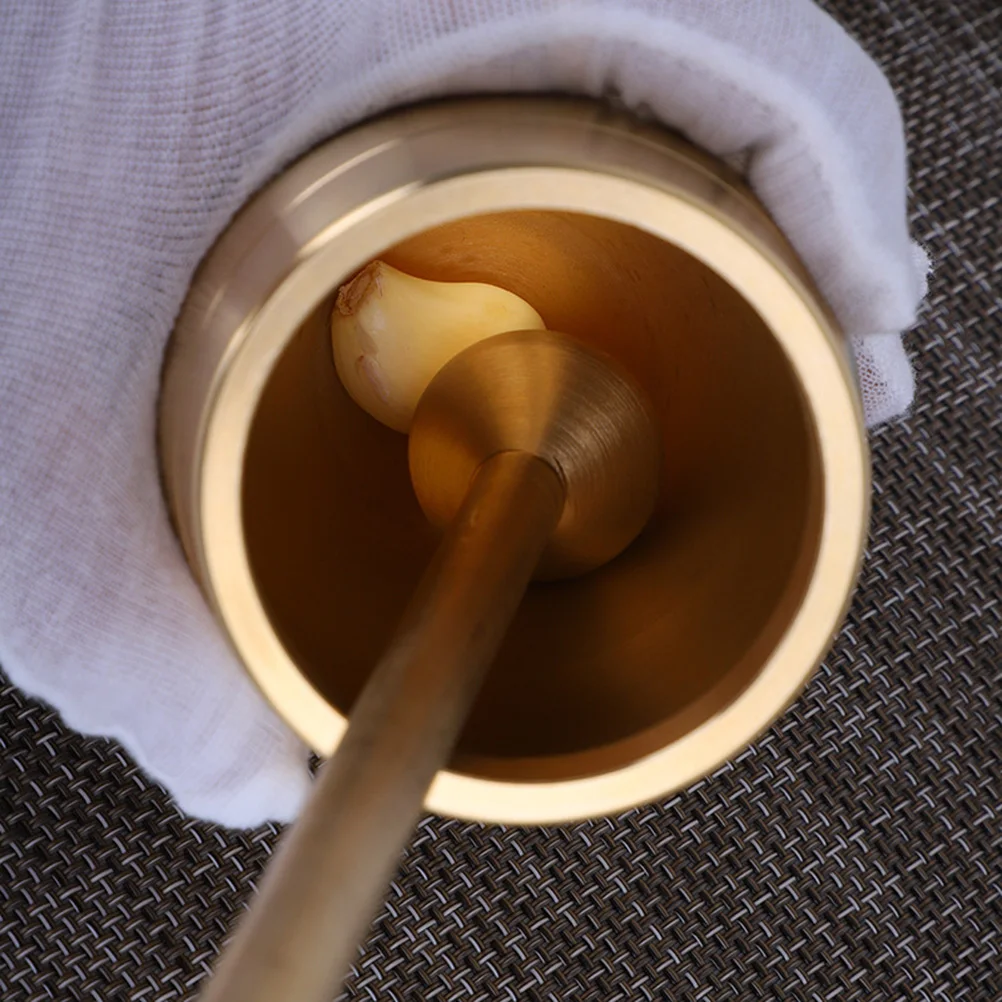 

Brass Pestle Crusher Set Non-Skid Base Bpa Free Grinding Tool Aroma Release Kitchen Pharmacy Use Pounder Brass Tools