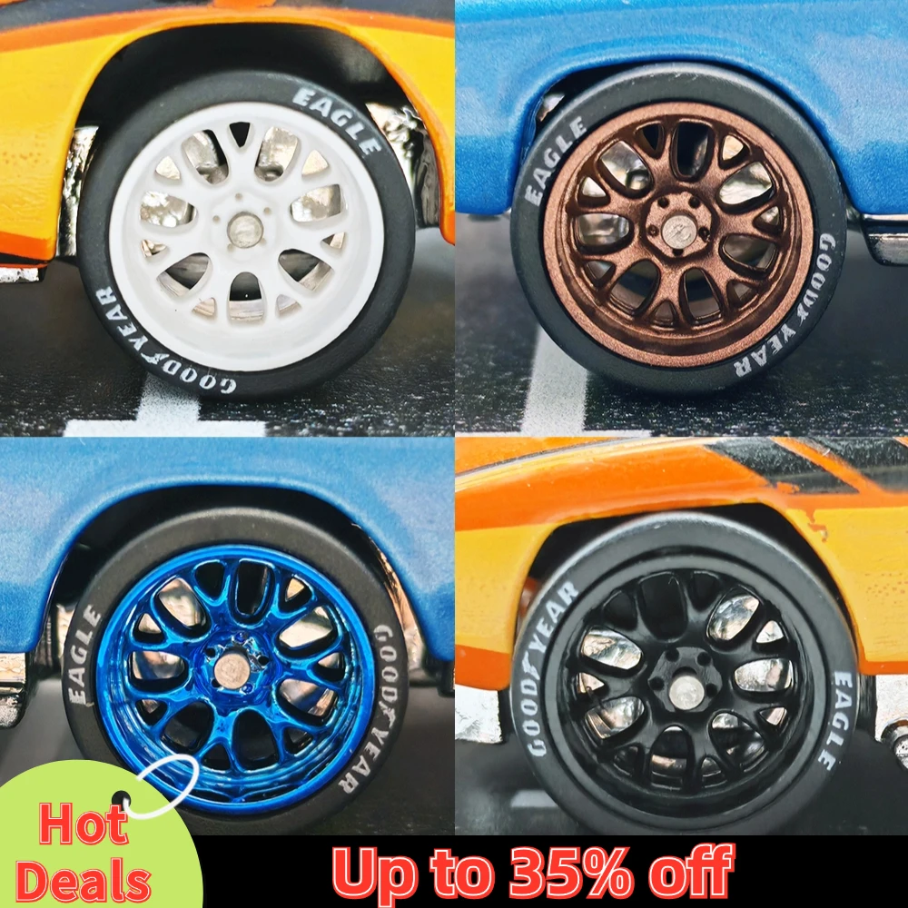 1/64 Wheels with Rubber Tires BBS LM-R Large Size Refitting Parts for Diecast Model Car Hot Wheels Matchbox Tomica D:13mm 1 Set