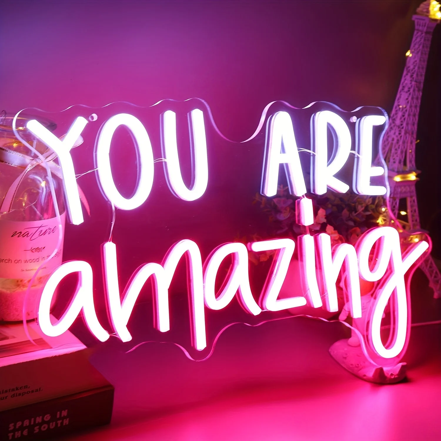 You Are Amazing Neon Sign Pink- USB Powered Multicolor Wall Art for Girls' Bedroom Decor, Parties, Bars, and Living Room