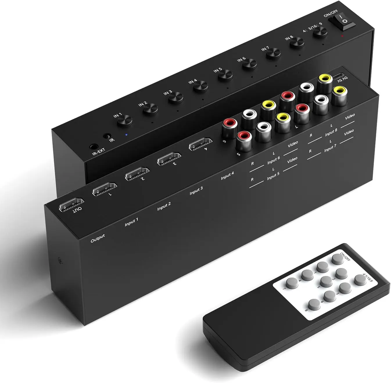Conmutador RCA/HDMI 8 en 1, soporte 4K 3D, convertidor HDMI 2.0 y RCA a HDMI para PS1-5, Switch, DVD, Roku, Fire Stick