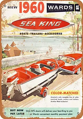 Wall-Color  Metal Sign - 1960 Montgomery Ward Sea King Boats - Vintage Look