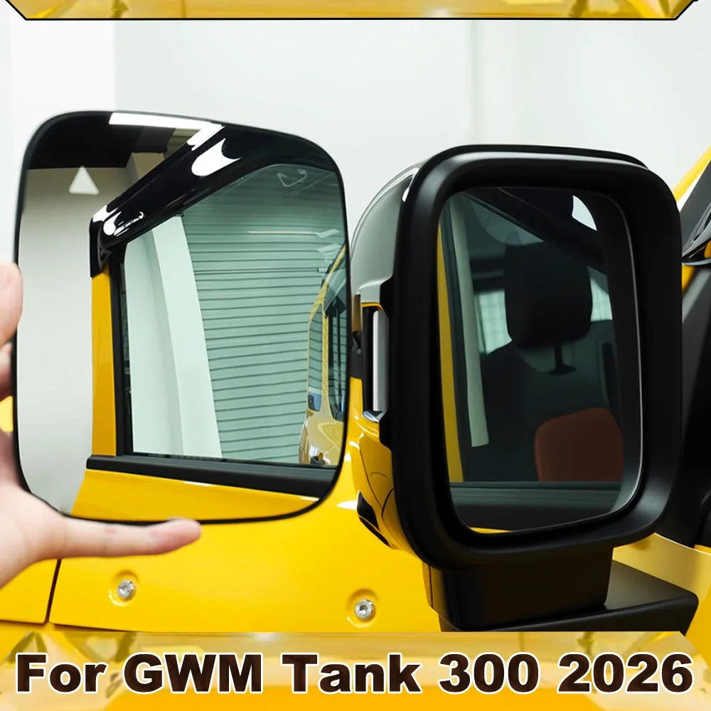 Wide View Rearview Mirror Glass With Triangle Warning Light Curved Mirror Retain Heating For GWM Tank 300 2026 Model