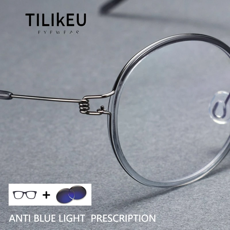 

Denmark Brand Designer Ultra-light Pure Titanium Acetate Anti-Blue Light Reading Glasses Men and Women Retro Round Large Face