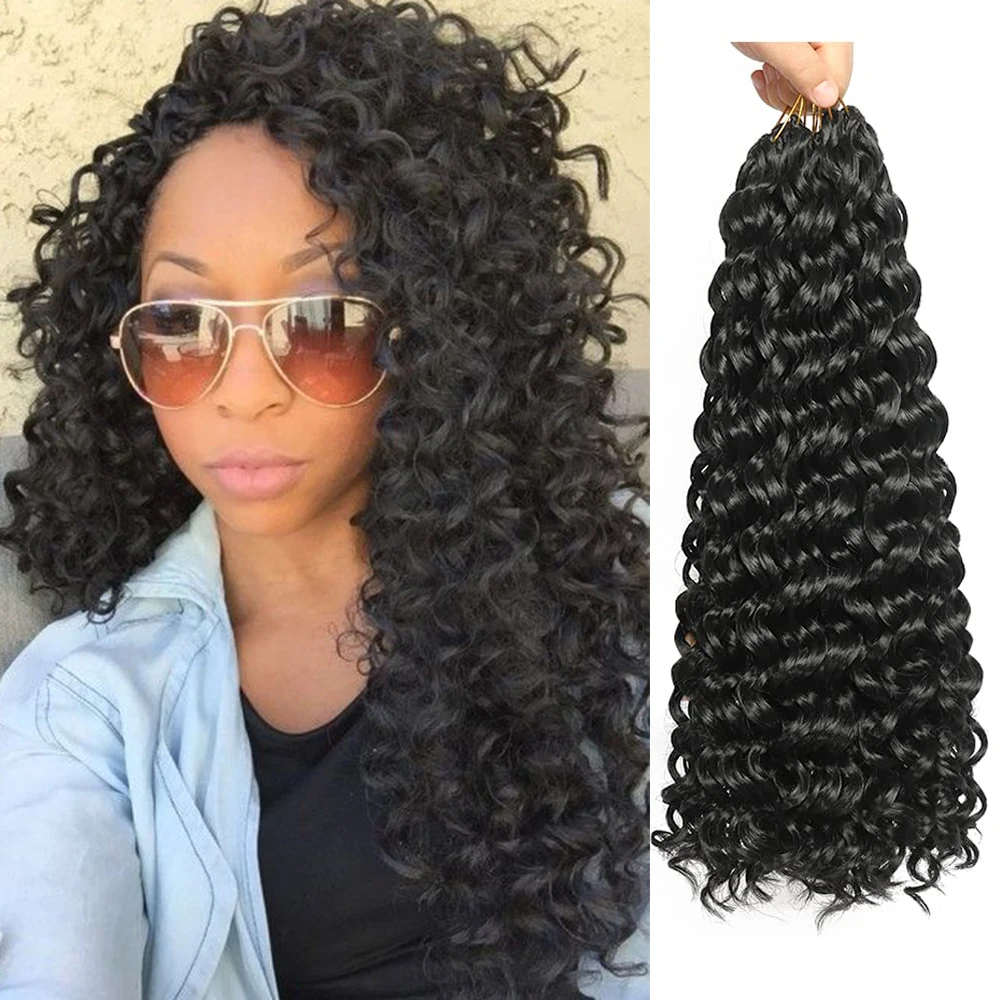 

GoGo Curl Вязание крючком Волосы 14/18 дюймов Короткие вьющиеся вязанные крючком волосы для женщин Волна воды Пляжные завитки Глубокие твисты Вязаные крючком косы Синтетические