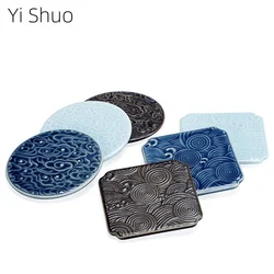 Coaster Small Ceramic Tea Cup Support Tea Ceremony Kung Fu Tea Set Insulation Pot Dining Mat Chinese Style Tea Utensils Coasters