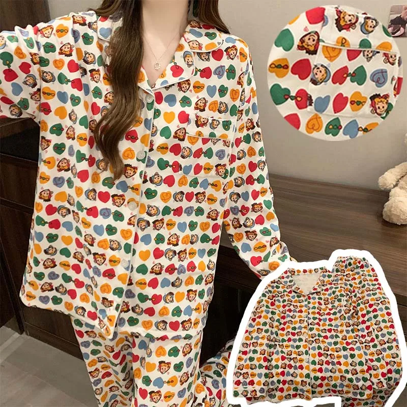 

2 шт./компл. Harada, женские свободные дышащие студенческие пижамы с длинными рукавами, домашняя одежда в стиле аниме, модные пижамы для девочек, домашняя одежда