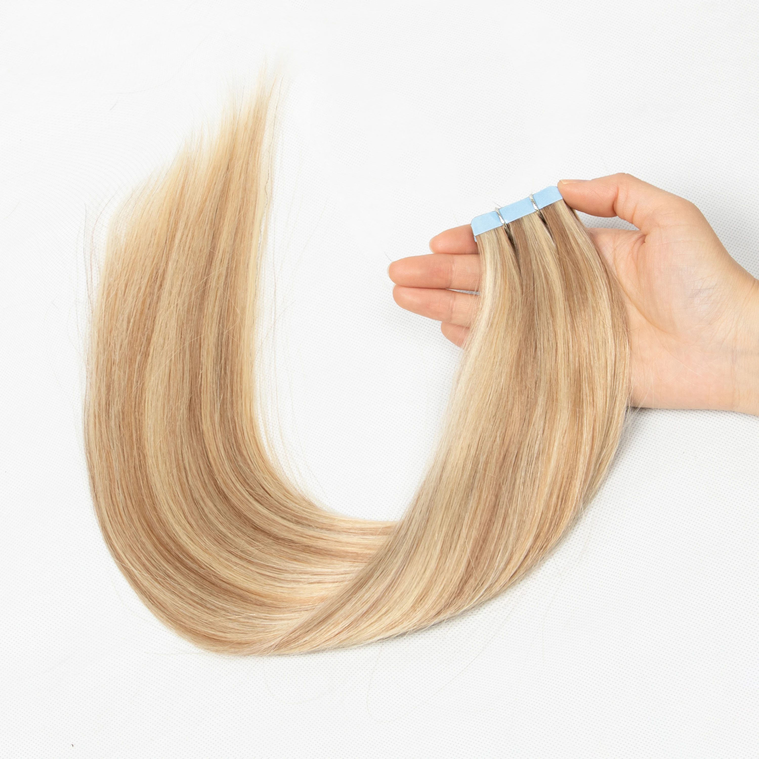 وصلات شعر بشري 12 بوصة -20 بوصة، 20 قطعة وصلات شعر غير مرئية ريمي شعر بشري غير مرئي 12 بوصة - 20 بوصة غراء أشقر بني #4