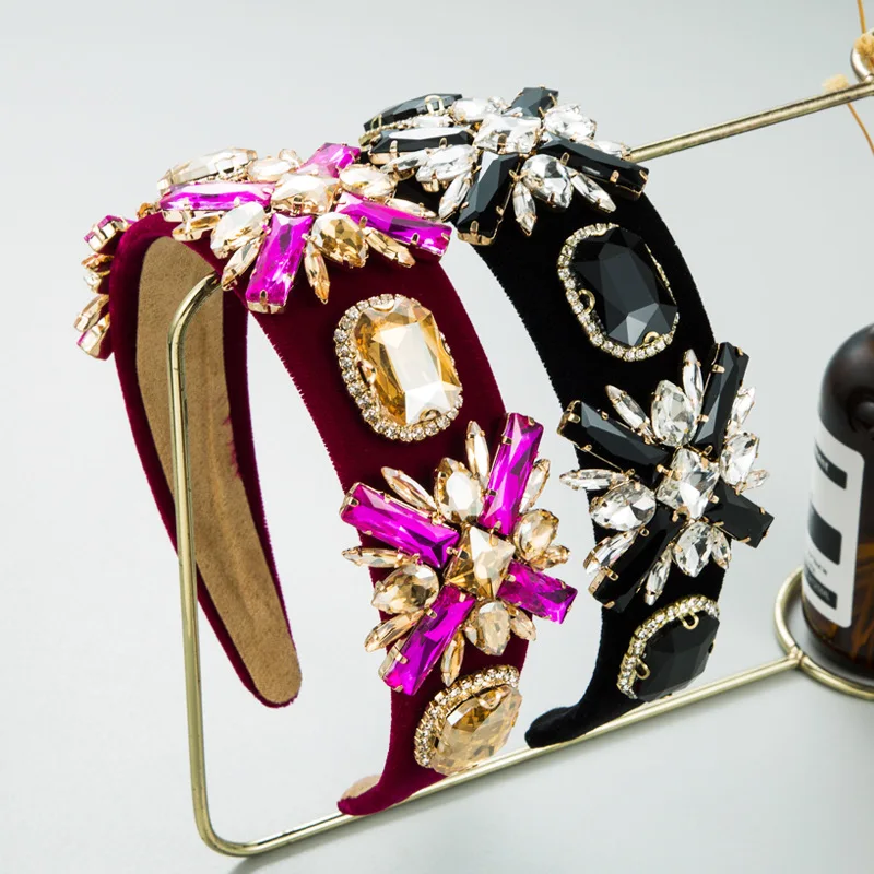 

Heming headband ins baroque court diamond-inlaid heavy work headband retro temperament high-end hair accessories