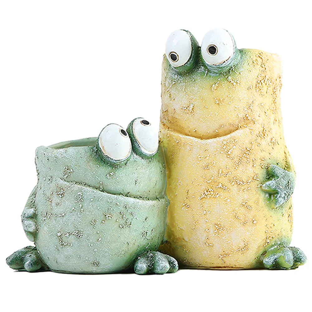 الكرتون الضفدع زهرة الحاويات الراتنج لطيف الضفدع وعاء عصاري صغير الضفدع زارع زخرفة للنباتات الداخلية