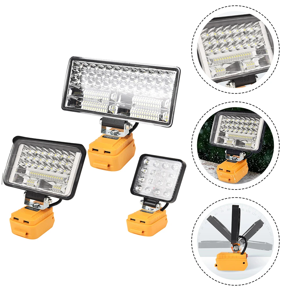 Lampe de travail LED portable avec ports de charge USB pour touristes, 20V Max Lithium Ion, 24.com pour l'éclairage