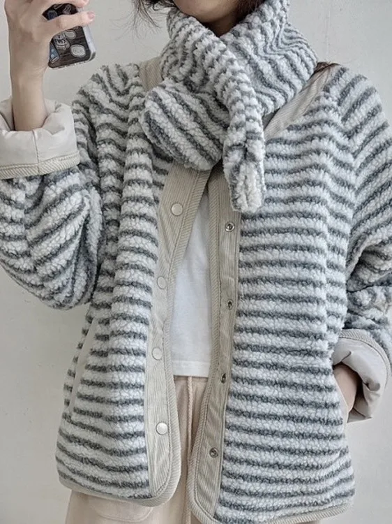 

Fre Sle двусторонний носимый полосатый бархатный хлопковый джет женский зимний новый дизайн топ теплый Thien Long Sve пальто