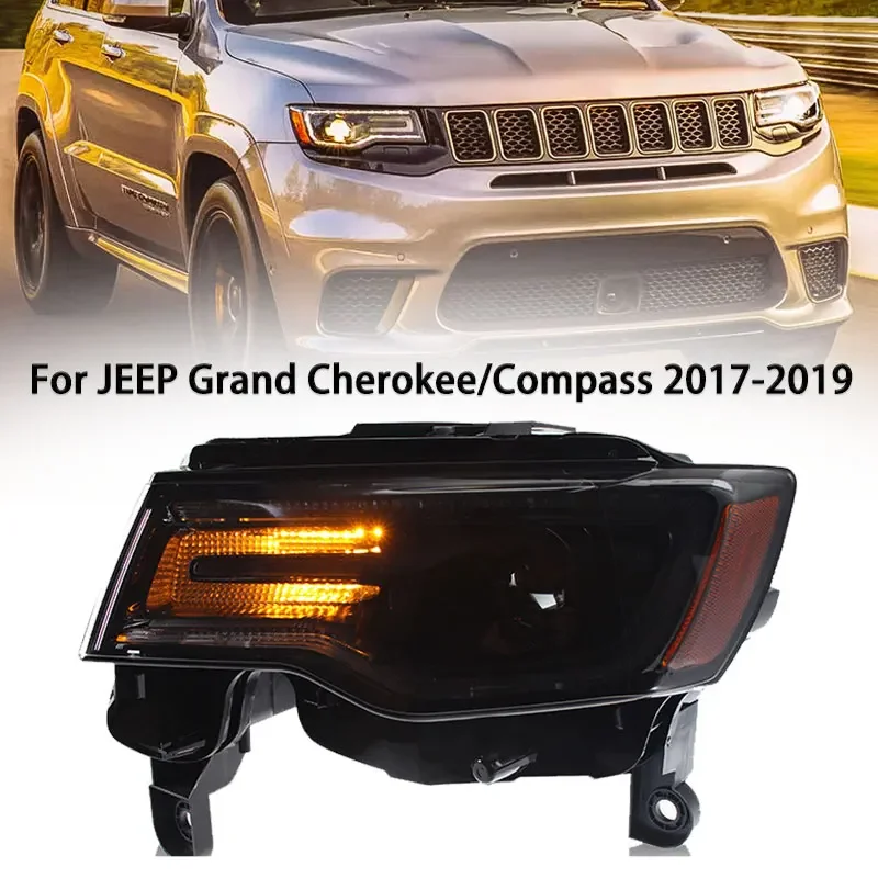 

Светодиодная фара для JEEP Grand Cherokee, 2017-2019, компас, светодиодные фары, DRL, указатель поворота, линза проектора, автоаксессуары