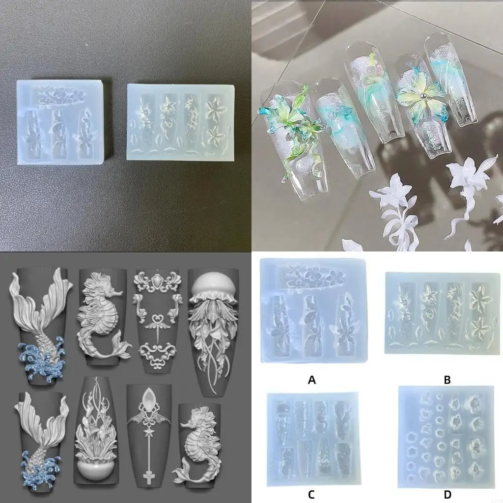 Flower Art Moulds Silicone Template Designing Tool Sea Series Pattern