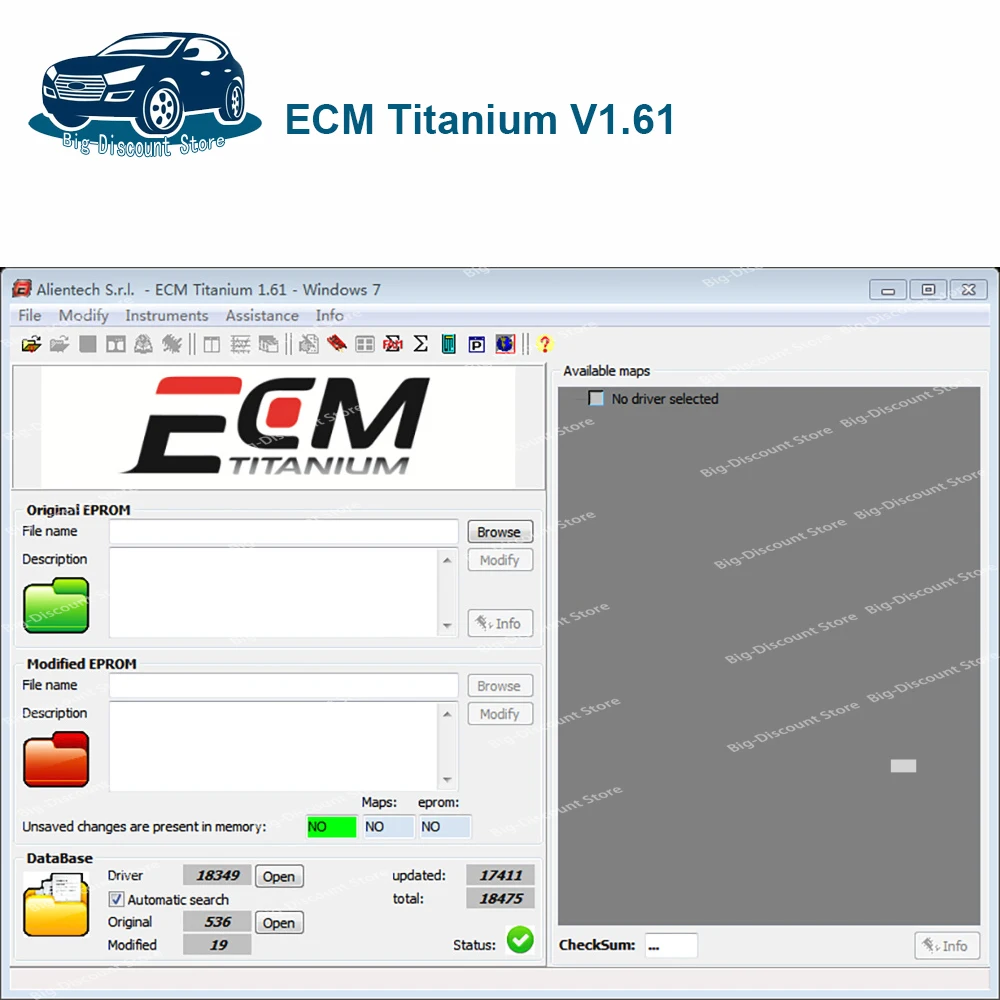 ECM Titanium 1.61 With 18259+ Driver Hexadecimal View Checksum ECM V1.61 With 26000+ Drivers  for ecu tool Car repair software