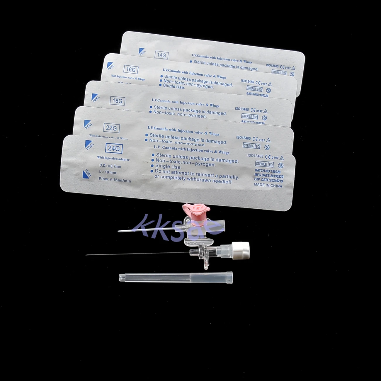 IV Catheter with Wings and Injection Port IV Catheters Sterile I.V Cannula with BD Instaflash Needle for Animals