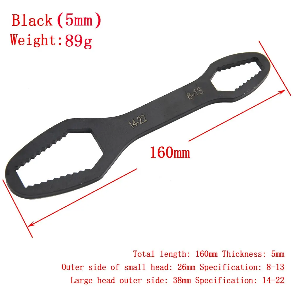 8 to 22 Black Multifunctional Double End Box Wrench Hexagon Double End Solid Wrench Screw and Nut Tool with Various Diameters