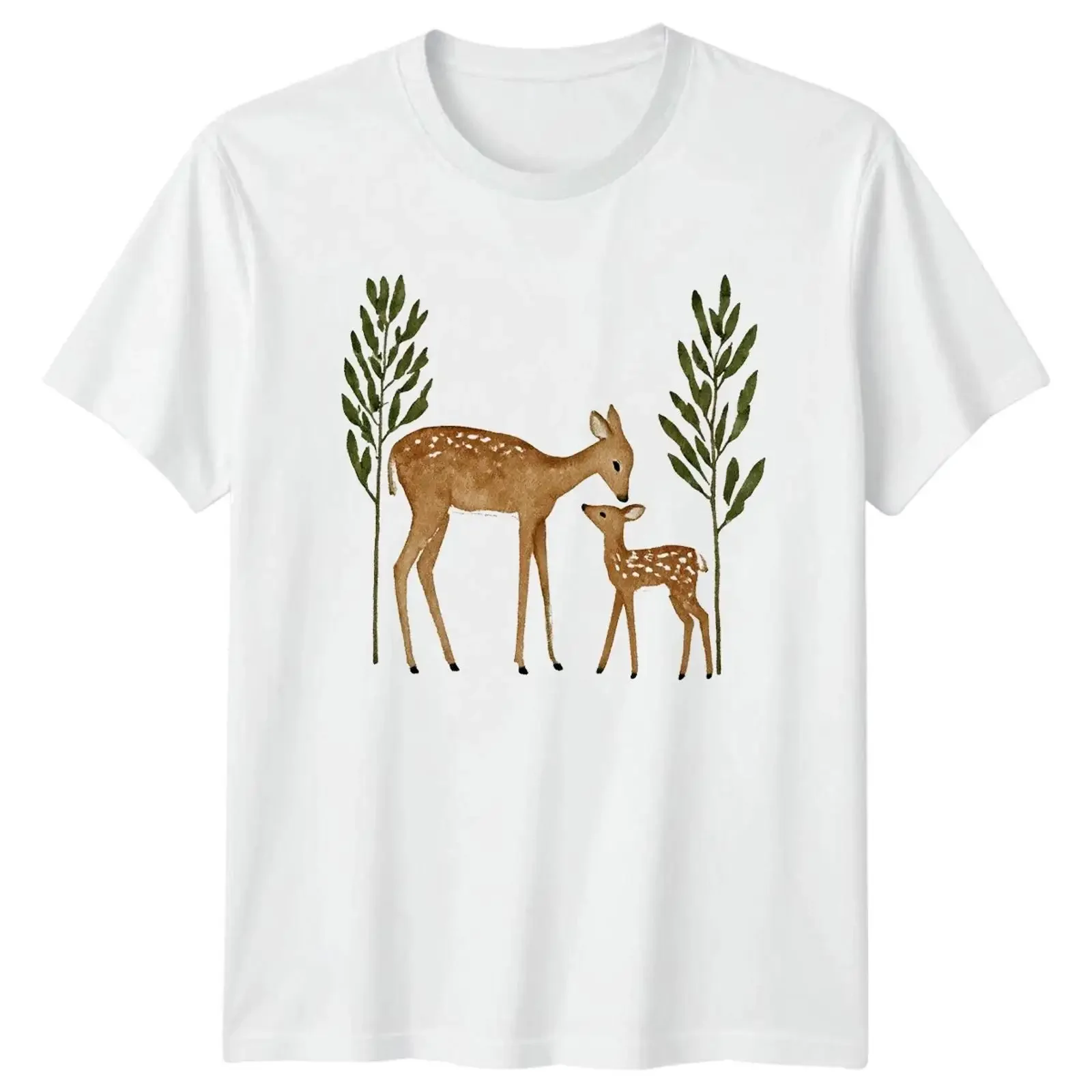Hirsch Rehkitz Reh Tier T Shirt Wald Natur Grafik vintage Washed Stylish Stretched Slightly Breathable Comfortable streetwear