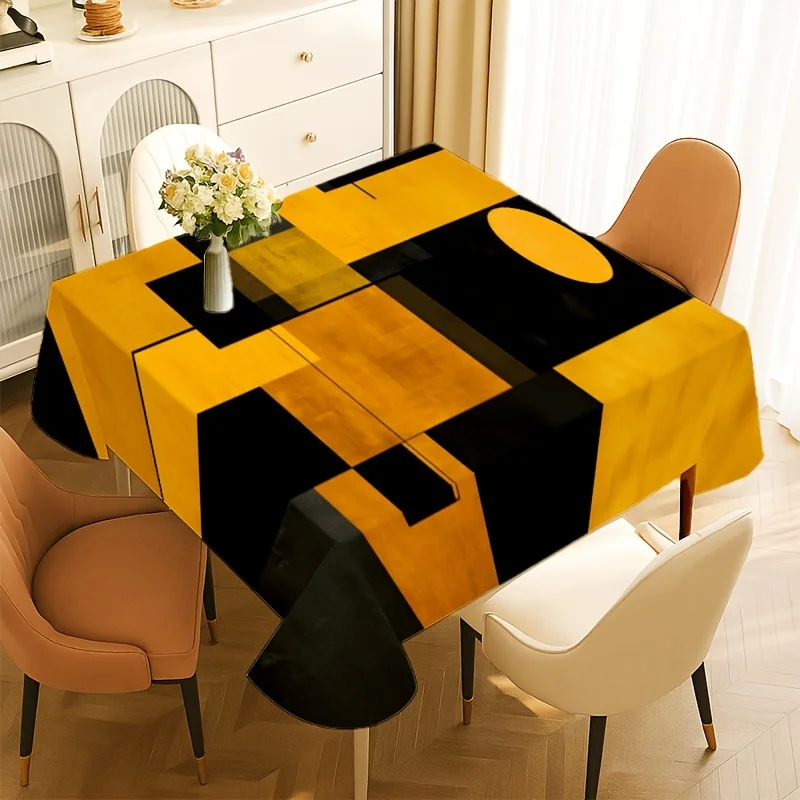 【jit】 1-piece soft, fashionable and aesthetically pleasing black and yellow geometric patchwork tablezyc