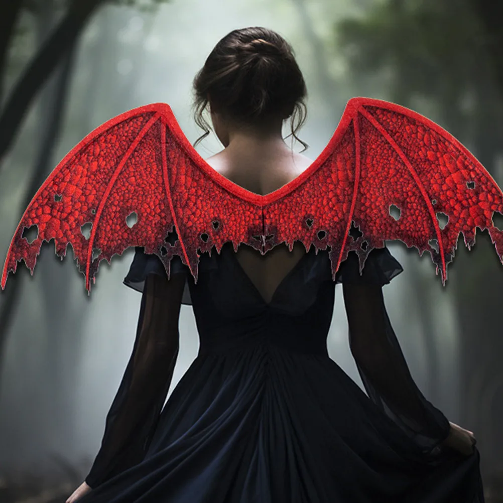 1Set Halloween Devil Costume Set Includes Wings and Mask Non-Woven Fabric Lightweight Breathable Vibrant Colors Long-Lasting
