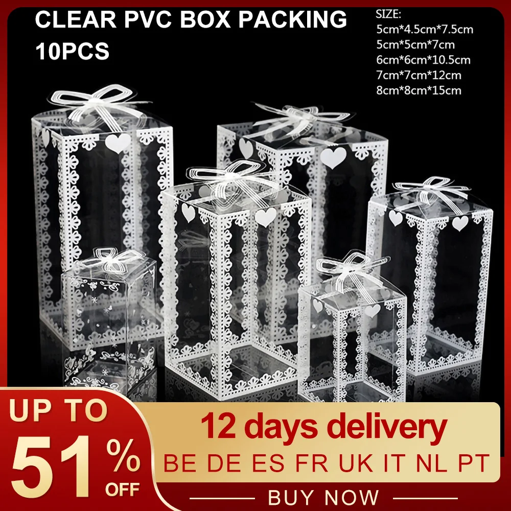 5/10pcs New Clear PVC Box Packing Wedding/Christmas Favor Cake Packaging Chocolate Candy Dragee Apple Gift Event Transparent Box