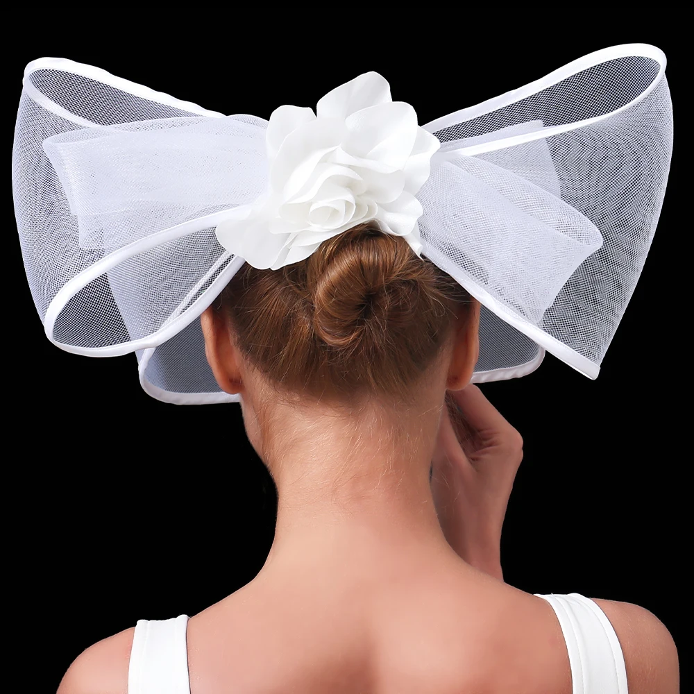 Purple Crinoline Fascinator Hat for Women Big Party Church Wedding Bride Fashionable Headwear with Hair Clips Hair Accessories