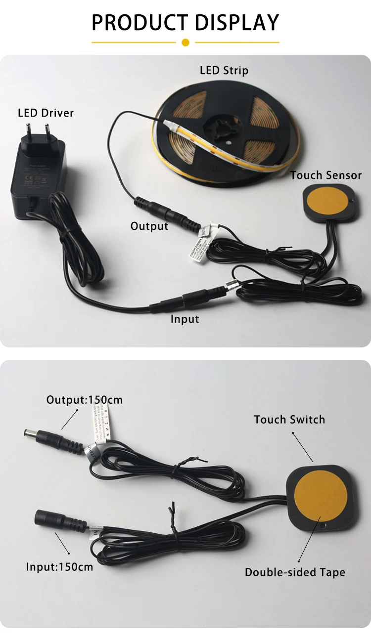 Ultradünner, durchdringender Berührungsschalter DC12V 24V 60W LED-Berührungssensor zur Verdeckten Montage auf der Rückseite von Holzmöbeln und Acrylstein. – Detail 3