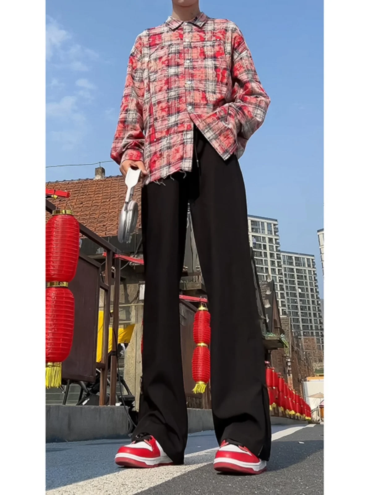 

Cleanfit Bla Men's Casual Pants Spring Design Sense Zipper Cuff Straight Leg Drapey Feel American Casual Sle Teen Faion