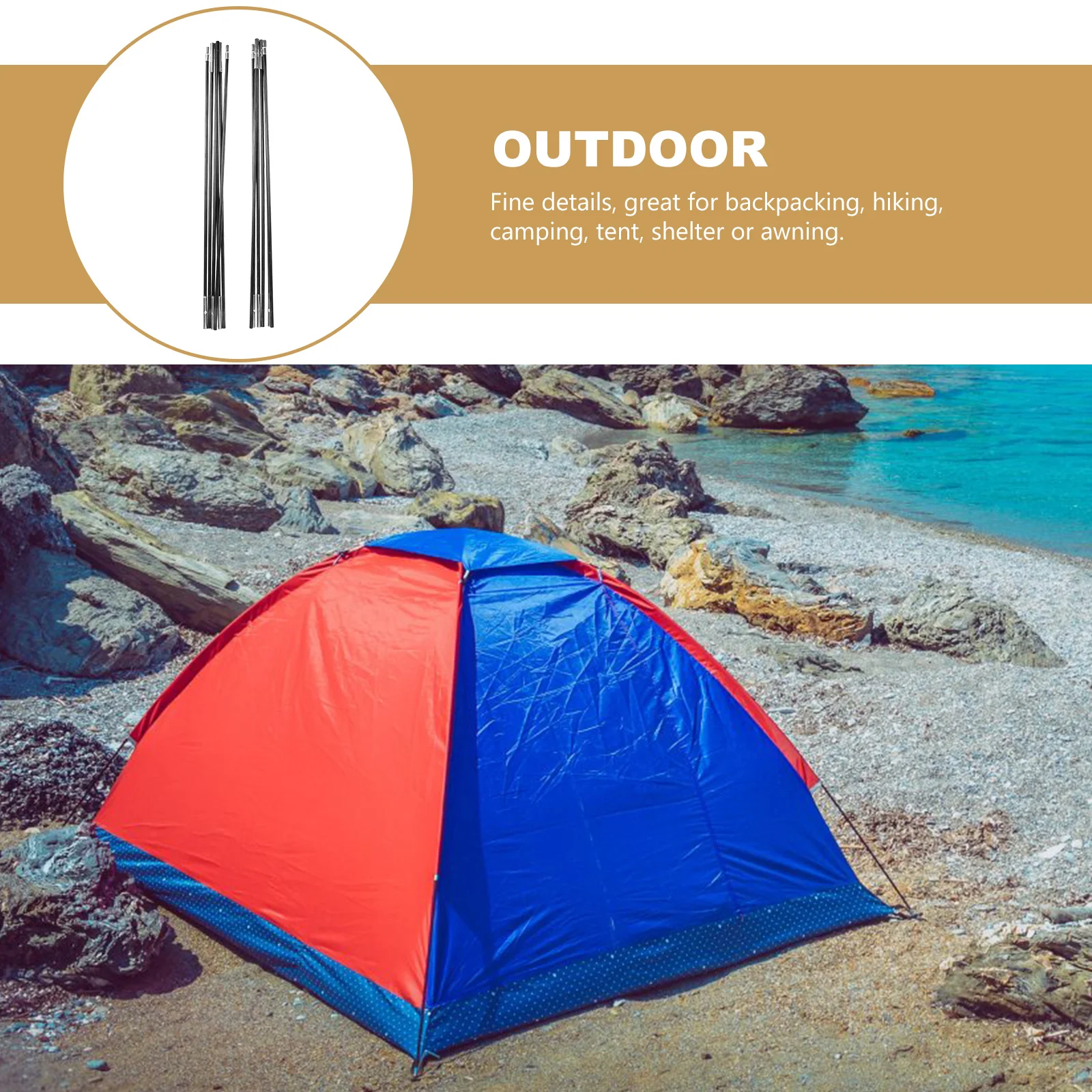 

1 set Tent Accessories Tent Pole Replacement Fiberglass Camping 7 Sections per Pole Durable Portable Outdoors Hiking Shelter