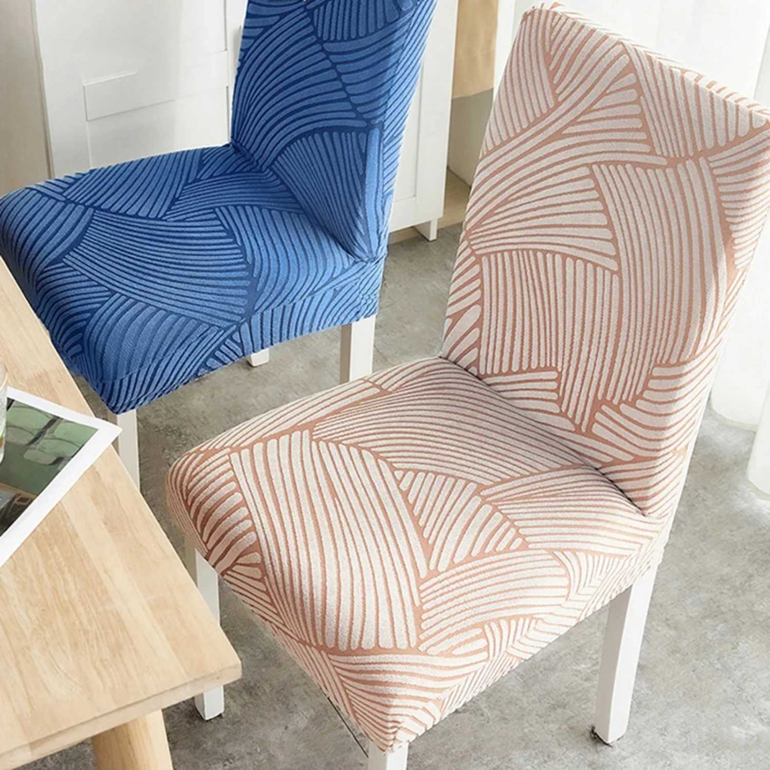 Thick Elastic Jacquard Spandex Dining Chair Cover - Anti-Slip Kitchen Chair Cover for Dining Room Lavender chair cover Gaming